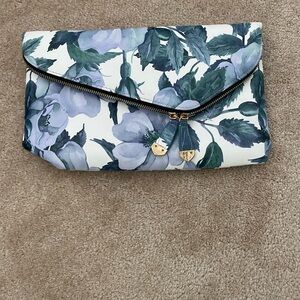 Floral Envelope Clutch Bag in White and Green